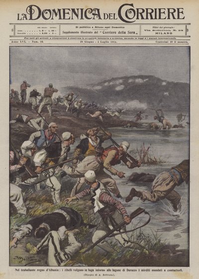 Im wackeligen Königreich Albanien, die Rebellen fliehen um die Lagunen von Durazzo von Achille Beltrame