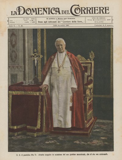 Seine Heiligkeit Papst Pius X., Porträt anlässlich seines Priesterjubiläums, das jetzt gefeiert wird von Achille Beltrame