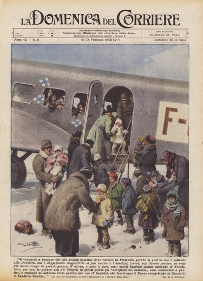 Es wird gedacht, dass kein Kind mehr in Finnland bleiben sollte, weil der Krieg... von Achille Beltrame
