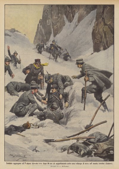 Soldat des 7. Alpini nach 40 Stunden unter einer Lawine lebend gefunden von Achille Beltrame