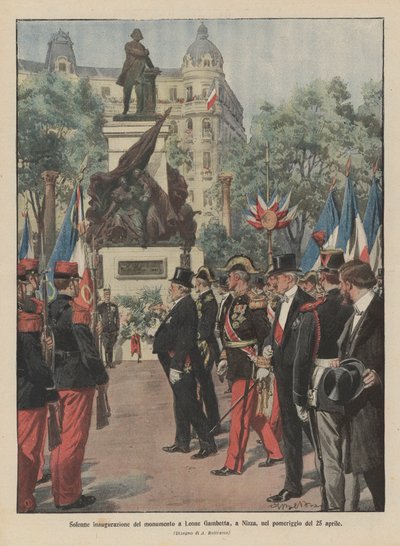 Feierliche Einweihung des Denkmals für Léon Gambetta in Nizza am Nachmittag des 25. April von Achille Beltrame