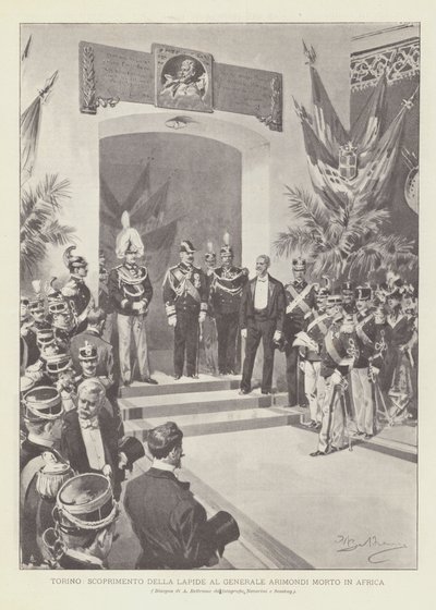 Turin, Enthüllung der Gedenktafel für General Arimondi, der in Afrika starb von Achille Beltrame