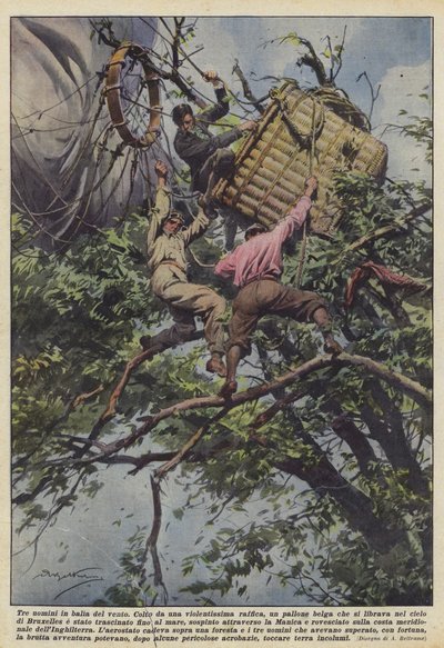 Drei Männer in der Gewalt des Windes von Achille Beltrame