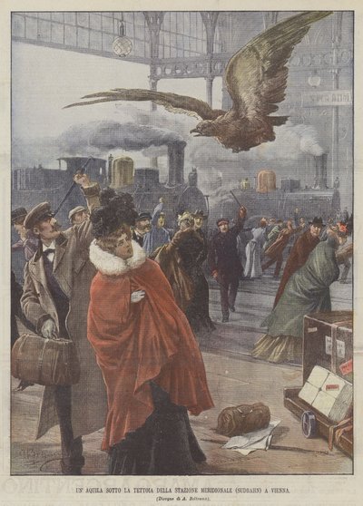 Ein Adler unter dem Dach des Südbahnhofs in Wien von Achille Beltrame
