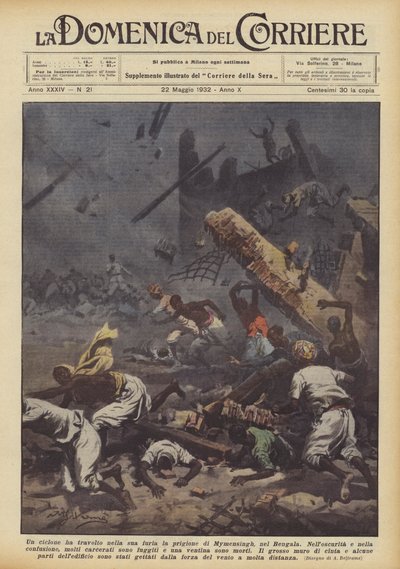 Ein Wirbelsturm hat das Gefängnis von Mymensingh in Bengalen verwüstet von Achille Beltrame