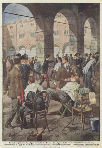 Eine kuriose Episode des Friseurstreiks in Treviso von Achille Beltrame
