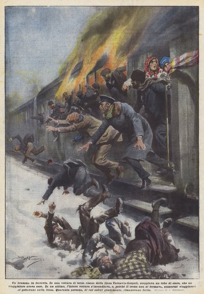 Ein Drama auf der Eisenbahn von Achille Beltrame