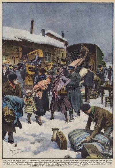Eine Gruppe russischer Adliger (ehemalige Generäle, ehemalige Diplomaten, ehemalige Damen der Aristokratie), die in Berlin von Achille Beltrame