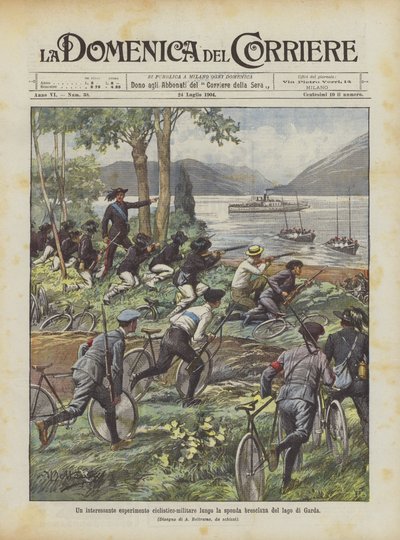 Ein interessantes militärisches Fahrradexperiment entlang des brescianischen Ufers des Gardasees von Achille Beltrame