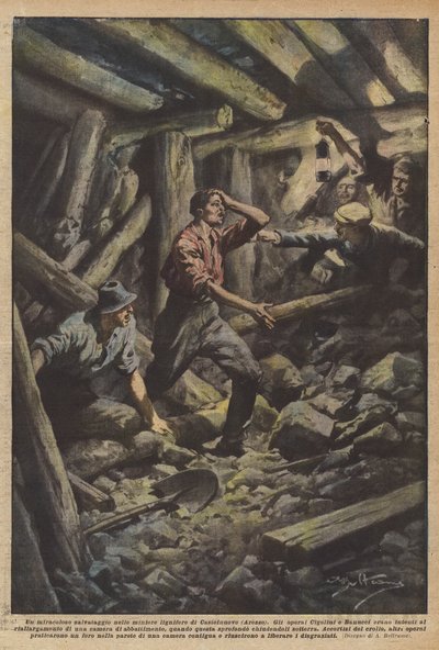 Ein wundersame Rettung in den Braunkohleminen von Castelnuovo (Arezzo) von Achille Beltrame