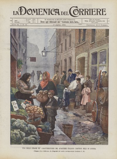 Eine der charakteristischsten Straßen des italienischen Viertels (Saffron Hill) in London von Achille Beltrame