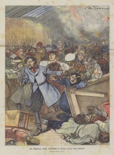 Ein originelles ländliches Fest in Russland endet tragisch von Achille Beltrame
