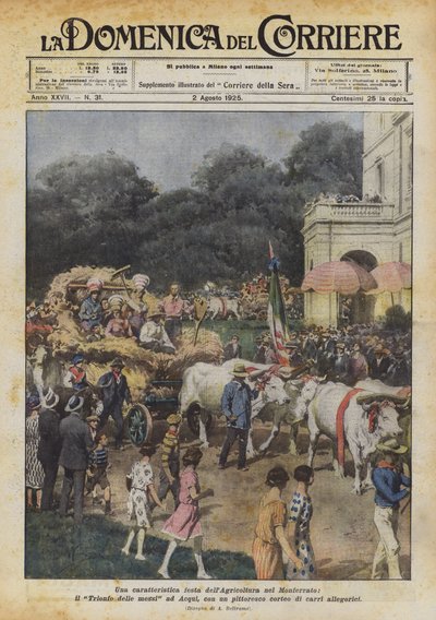 Ein charakteristisches Fest der Landwirtschaft im Monferrato, der Triumph der Ernte in Acqui von Achille Beltrame