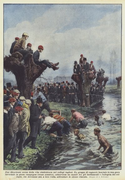 Eine amüsante Szene aus dem Studentenleben in englischen Internaten von Achille Beltrame