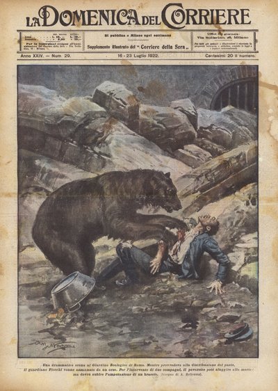 Eine dramatische Szene im Zoologischen Garten von Rom von Achille Beltrame