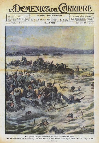 Ein schweres Unglück während der deutschen Manöver an der Weser von Achille Beltrame