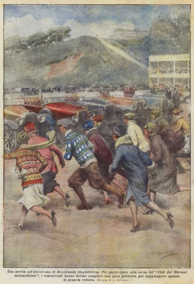 Eine Neuheit auf dem Brooklands-Autodrom (England) von Achille Beltrame