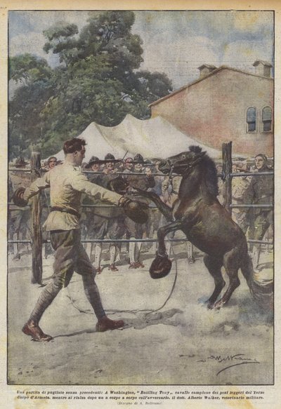 Ein beispielloser Boxkampf, in Washington, Battling Tony, der Champion der Schwergewichte... von Achille Beltrame