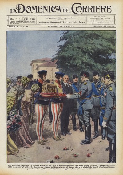 Eine ungewöhnliche Zeremonie fand in Lucca anlässlich des Besuchs von Benito Mussolini statt von Achille Beltrame