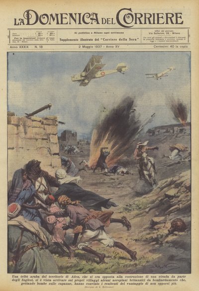 Ein arabischer Stamm im Gebiet von Aden, der sich dem Bau einer Straße widersetzte... von Achille Beltrame