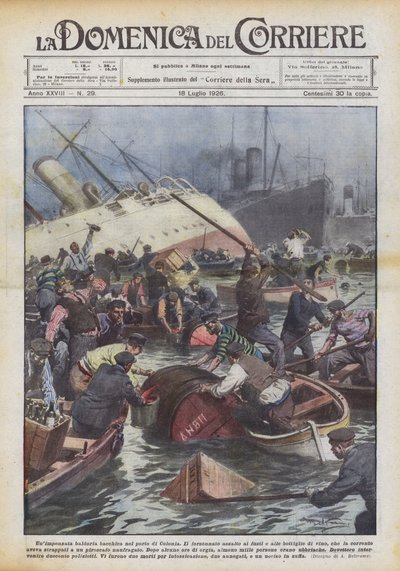 Ein unerwartetes bacchantisches Fest im Hafen von Köln von Achille Beltrame