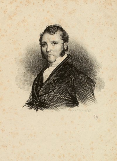 Porträt eines Unbekannten mit Koteletten von Achille Devéria