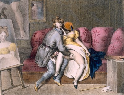 Künstler und Modell: manuelles Vorspiel, ca. 1830-40 von Achille Devéria