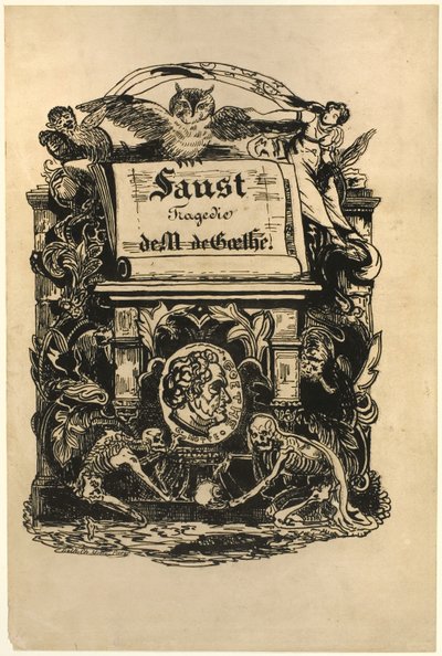 Porträtmedaillon von Goethe, Titelseite aus Faust von Achille Devéria