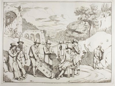 Arbeiter der Wohltätigkeit in Campio Vaccino von Achille Pinelli