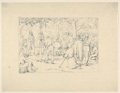 Gebet im Lager von Stonewall Jackson aus Confederate War Etchings, 1861-63 von Adalbert John Volck