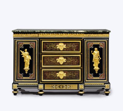 Später Louis XVI Ormolu-verzierte Boulle-Marketerie-Seitenkommode von Adam (attr. to) Weisweiler