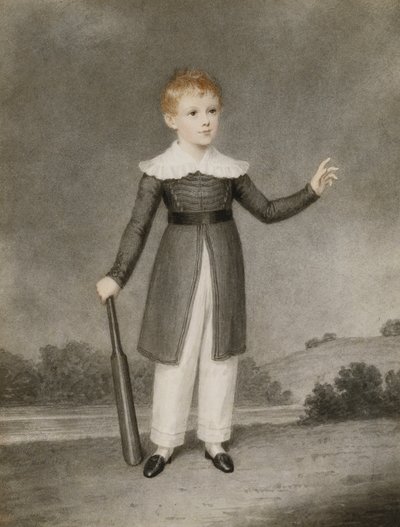 Porträt von Edward Currie mit einem Kricketschläger, 1830 von Adam Buck