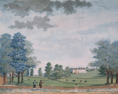 Das Große Haus und der Park in Chawton, ca. 1780 von Adam Callander