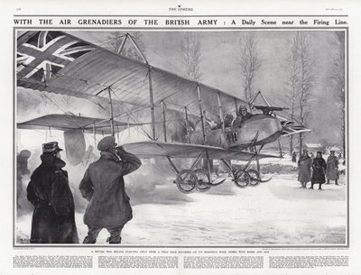 Britisches Doppeldeckerflugzeug auf einem Flugplatz in der Nähe von Hollebeke, Belgien, Erster Weltkrieg von Addison Thomas Millar