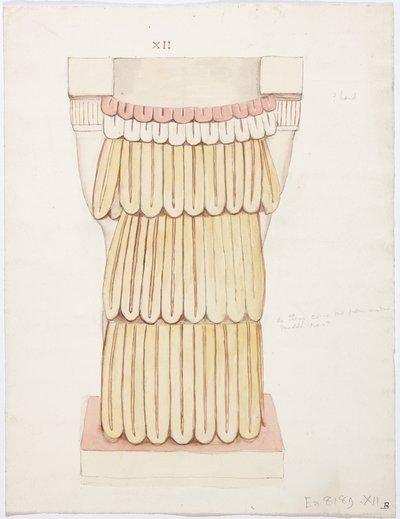 Karyatide aus der äußeren Kammer, Tempel A, Ballspielplatz, Chichen Itza, Mexiko von Adela Breton