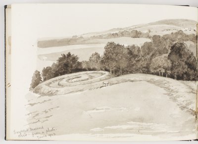 Skizzenbuch mit Tinten- und Graphitzeichnungen und Aquarellen von Adela Breton