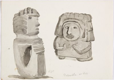 Steinfiguren in Papantla, Mexiko von Adela Breton
