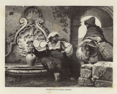 Brunnen in einem römischen Innenhof von Adolf Closs