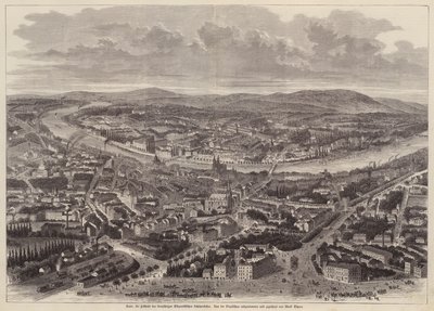 Vogelperspektive von Basel, Schweiz (Gravur) von Adolf Eltzner