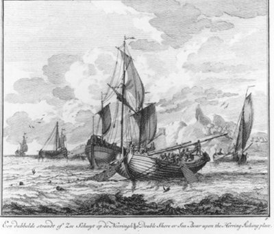 Ein doppelter Strand- oder Seeschuit auf der Neeringh (Nr. 9 aus der Serie Heringfang) von Adolf van der Laan