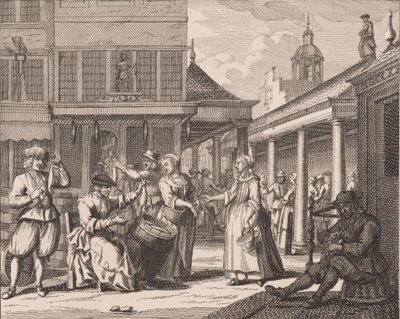 „Das Feilbieten und Verkaufen des Herings“ (Nr. 14 aus der Serie Heringsfang) von Adolf van der Laan