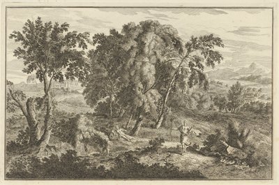 Frau von einem Pfeil getroffen in einer arkadischen Landschaft von Adolf van der Laan