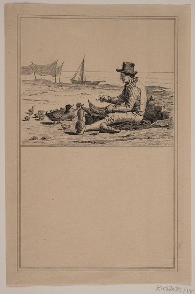 Der Fischer und die Ente. Nr. 17 in Chr. Winther und M. Rørbye, "25 Bilder für kleine Kinder" von Johan Adolph Kittendorff