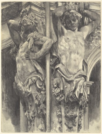 Atlanten am Wallpavillon des Dresdner Zwingers von Adolph Menzel
