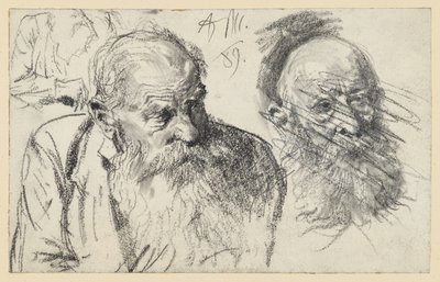 Brustbild eines alten bärtigen Mannes und Kopf eines alten bärtigen Mannes (verworfen) von Adolph Menzel