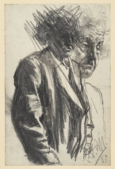 Halbfigur eines alten Mannes (der Kopf verworfen), das Gesicht wiederholt von Adolph Menzel