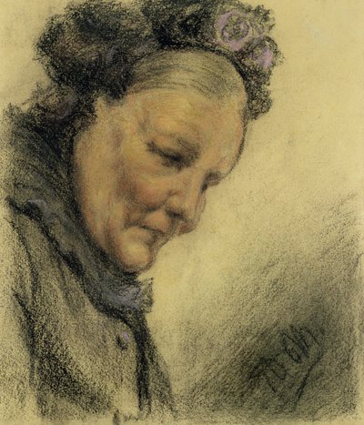 Kopf einer alten Dame von Adolph Menzel