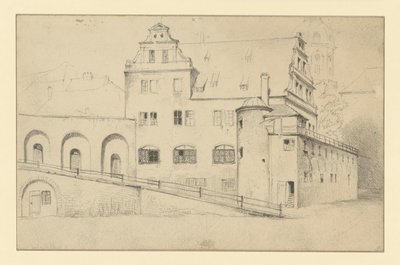 Kanzleihaus in Dresden vom Stallhof gesehen von Adolph Menzel