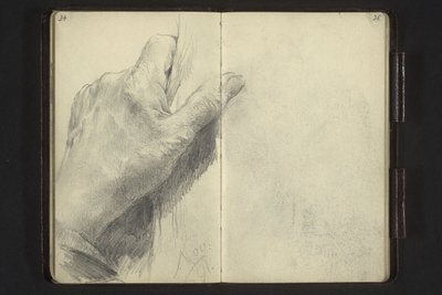 Linke Hand einen Gegenstand anfassend von Adolph Menzel