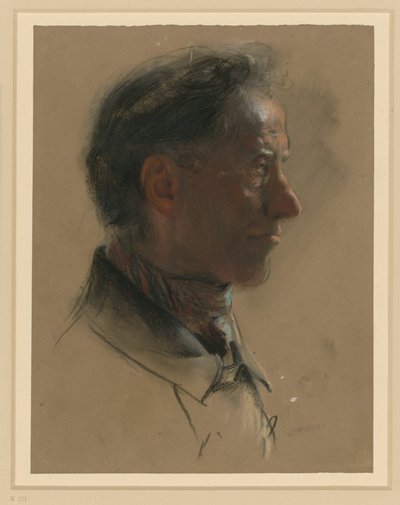 Männlicher Kopf nach rechts von Adolph Menzel
